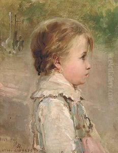 Portrait of a young girl by Edouard-Henri Girardet