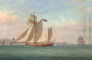 A topsail ketch on the Clyde sailing past the Cloch Lighthouse by William Clark Of Greenock