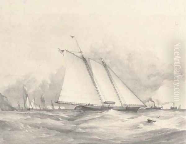 Schooner yacht America off Dunnose - view 1