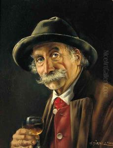 A Bavarian gentleman drinking a glass of wine
