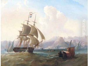 A British frigate amidst native craft off Corfu A British frigate amidst native craft off Corfu