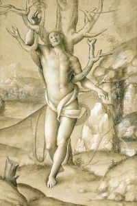 Saint Sebastian in an extensive landscape by Gerolamo Giovenone