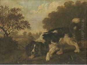 A spaniel in a landscape by Thomas Gooch