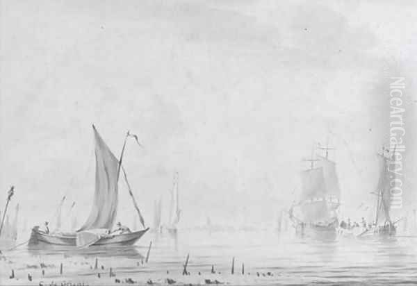 Barges in a Dutch estuary - view 1