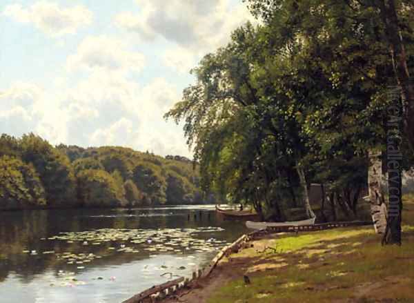 A sunlit river landscape - view 1