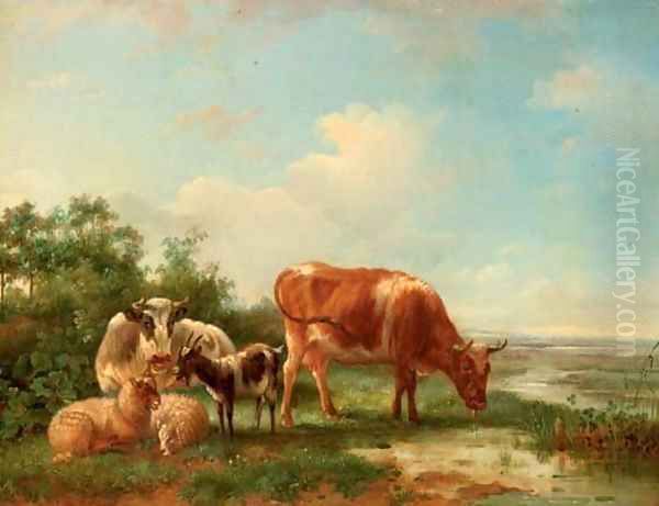 Cattle in an extensive river landscape - view 1