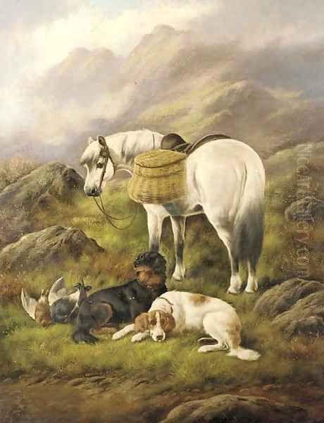 Setters and a pony with the day's bag - view 1