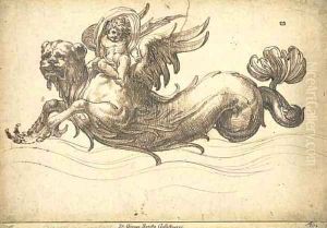A putto riding on the back of a sea-monster A putto riding on the back of a sea-monster