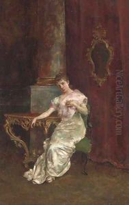 Elegant lady in an interior by Juan Antonio Gonzales