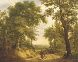 On a forest path in summer by Maximilien Lambert Gelissen