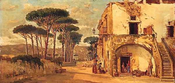 Figures in an Italian Village - view 1