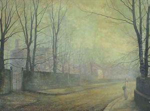 A moonlit street by John Atkinson Grimshaw