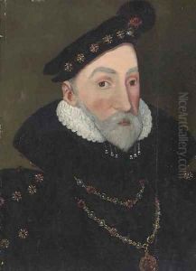 Portrait of a gentleman, traditionally identified as William Howard, 1st Baron, Howard of Effingham, bust-length by George Gower
