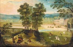 A hunting party in a landscape