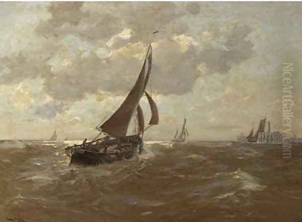 Fishingvessels near the harbour entrance of Oostende - view 1