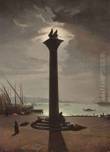 Figures sleeping at St. Mark's column, Venice by Carlo Grubacs