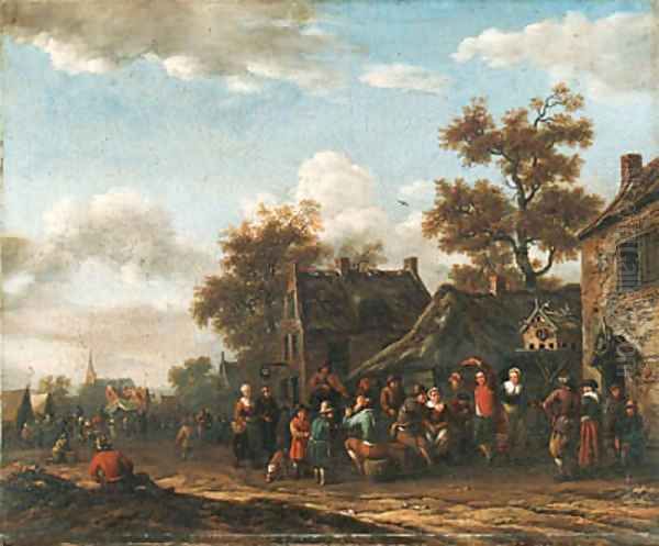 Peasants merrymaking in a village street - view 1
