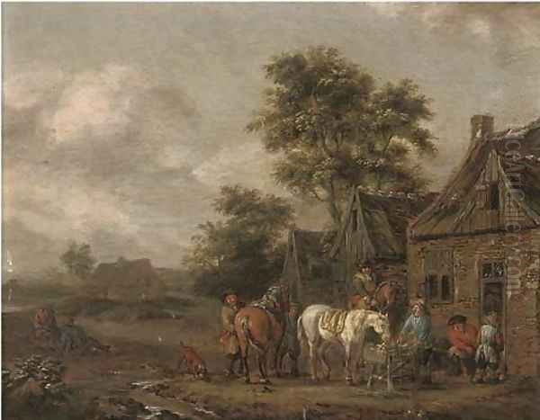 Travellers at halt by an inn - view 1
