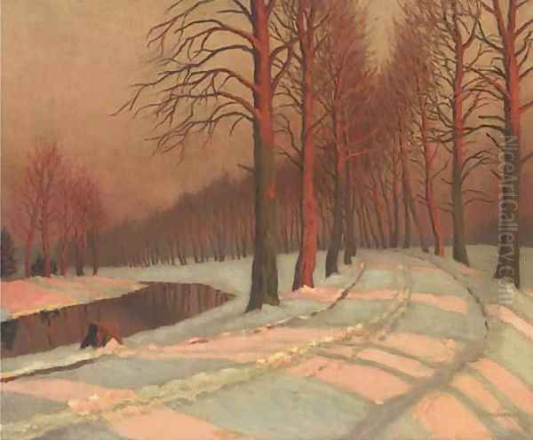 A riverside track in the snow - view 1