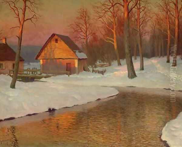 Winter Landscape with Cottage - view 1
