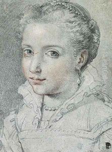 Portrait of a young girl in Renaissance dress by Ubaldo Gandolfi