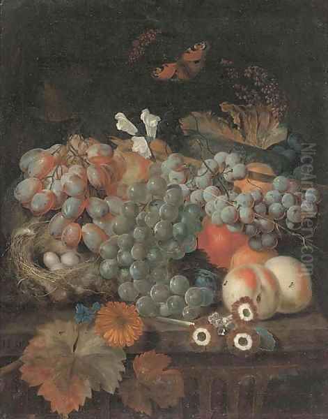 Grapes on the vine, peaches - view 1