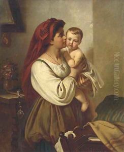 A mother's kiss by Carl Adolf Gugel