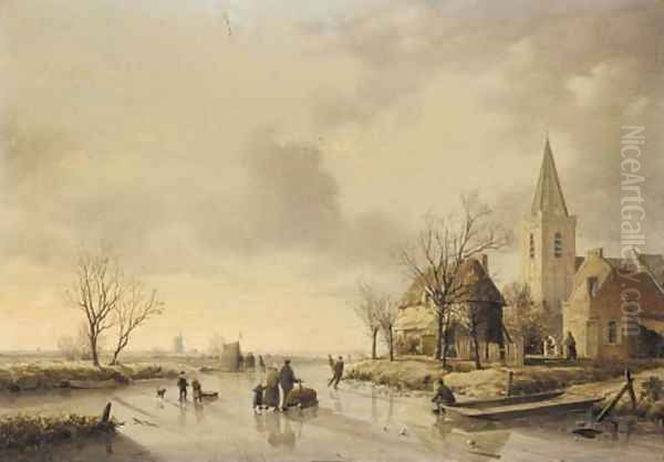 Skaters in a Dutch landscape - view 1