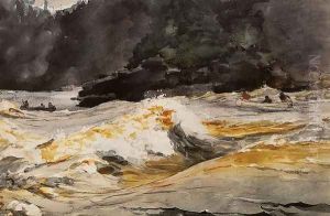 Canoes in Rapids, Saguenay River by Winslow Homer