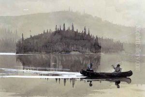 Two Men in a Canoe by Winslow Homer