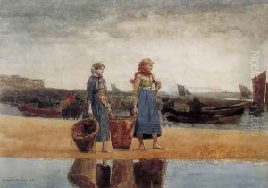 Two Girls at the Beach, Tynemouth by Winslow Homer
