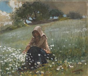 Girl and Daisies by Winslow Homer