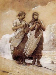 Fishergirls on Shore, Tynemouth by Winslow Homer