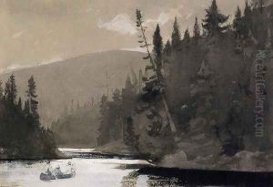 Three Men in a Canoe by Winslow Homer