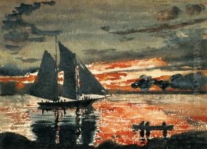 Sunset Fires by Winslow Homer