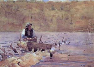 Man in a Punt, Fishing by Winslow Homer