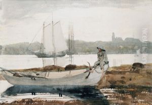 Gloucester Harbor and Dory by Winslow Homer