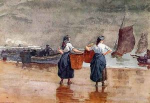 Fishergirls on the Beach, Tynemouth by Winslow Homer