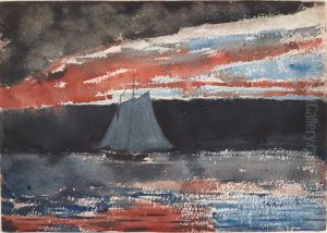 Schooner at Sunset by Winslow Homer