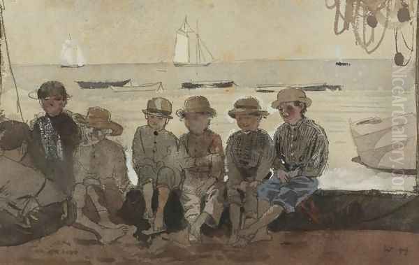Boys on a Dock (Boys Sitting on a Wharf) - view 1