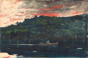 Sunrise, Fishing in the Adirondacks by Winslow Homer