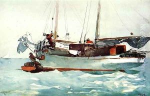 Taking on Wet Provisions (Schooner marked Newport, K.W.) by Winslow Homer