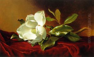 A Magnolia On Red Velvet by Martin Johnson Heade