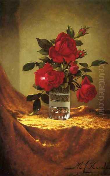A Glass Of Roses On Gold Cloth - view 1
