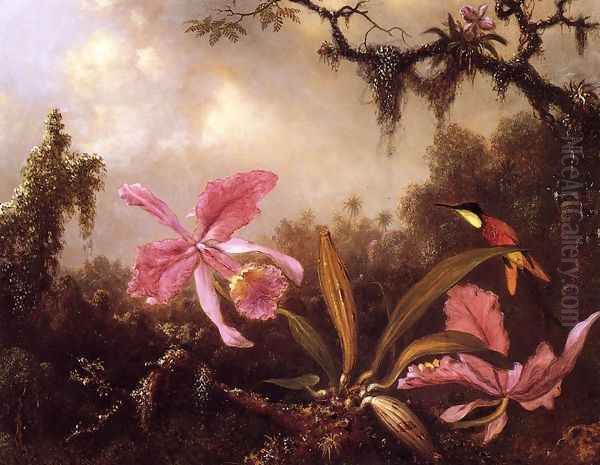 Orchids And Crimson Topaz Hummingbird - view 1