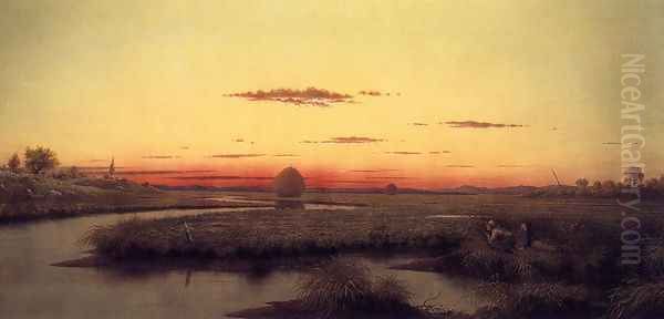 Duck Hunters In A Twilight Marsh - view 1