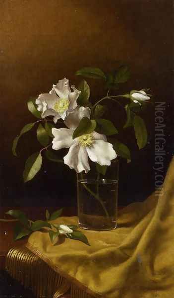 Cherokee Roses In A Glass On Gold Velvet Plush - view 1