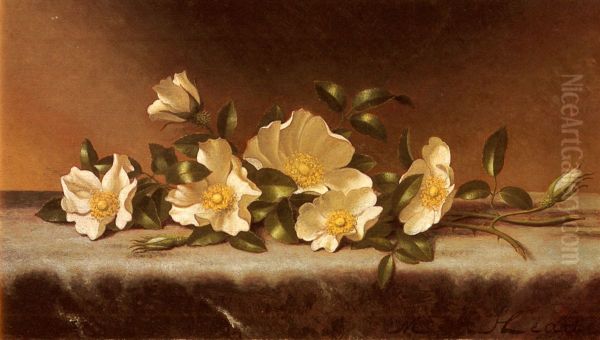 Cherokee Roses On A Light Gray Cloth - view 1