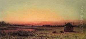 Marsh Scene Two Cattle In A Field by Martin Johnson Heade