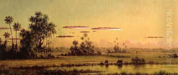 Florida Sunset With Two Cows - view 1